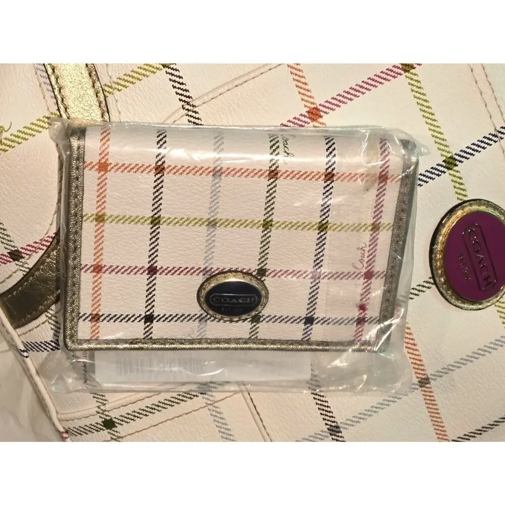 🌟 NWOT Coach Peyton Tattersall Plaid Tote Bag & Matching Wallet Set 🌟